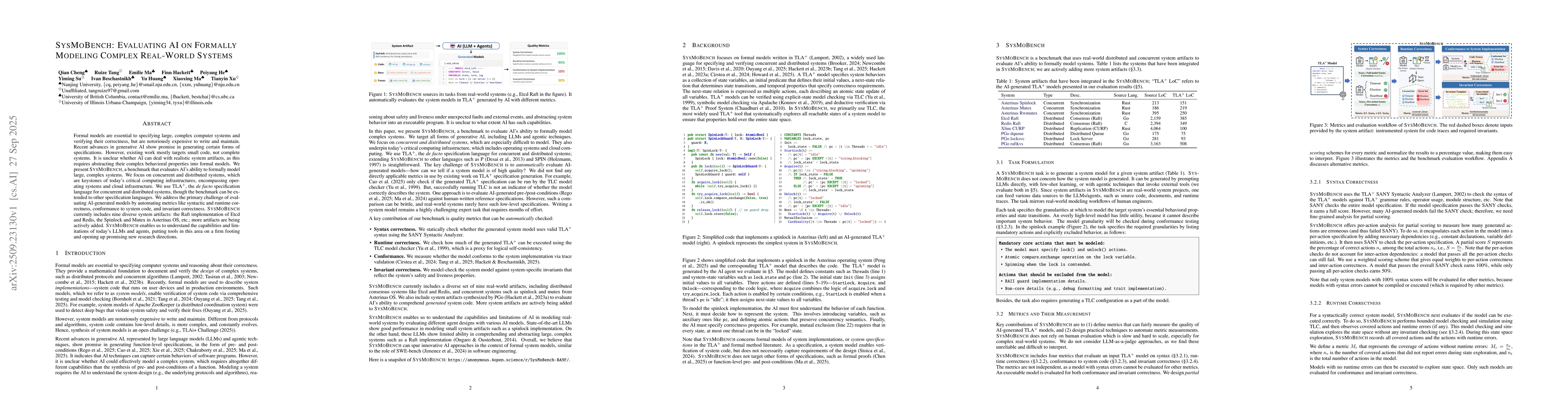 Thumbnail for SysMoBench: Evaluating AI on Formally Modeling Complex Real-World
  Systems