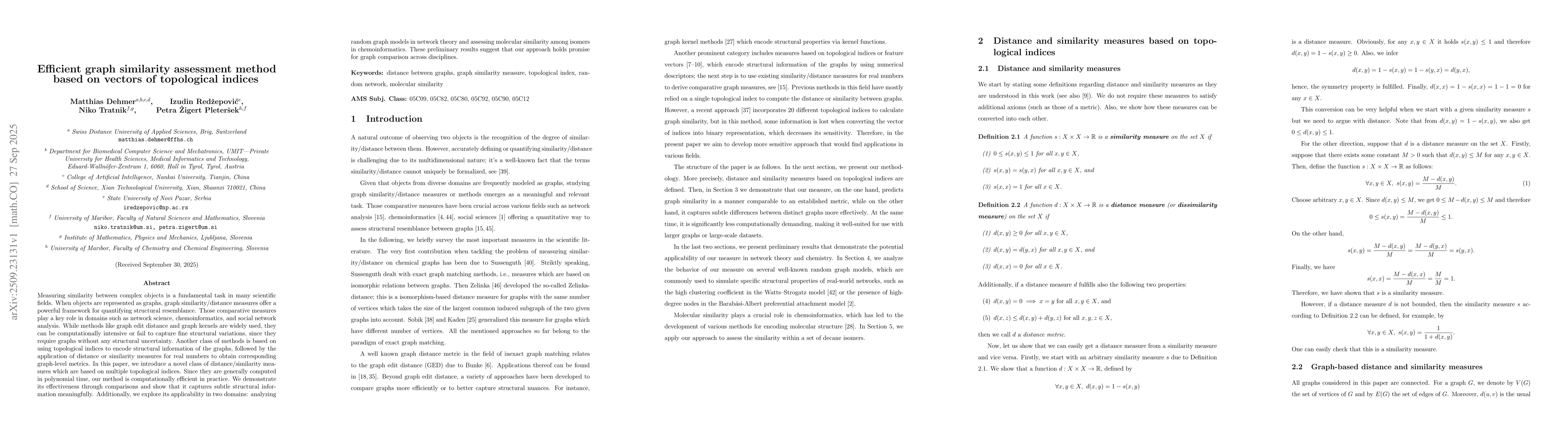 Thumbnail for Efficient graph similarity assessment method based on vectors of
  topological indices