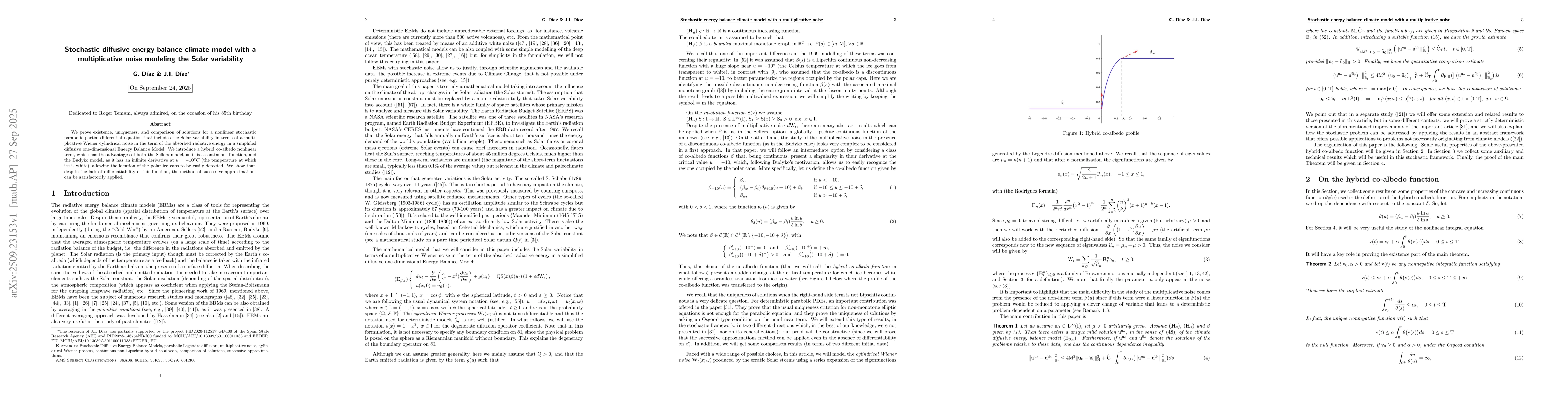 Thumbnail for Stochastic diffusive energy balance climate model with a multiplicative
  noise modeling the Solar variability