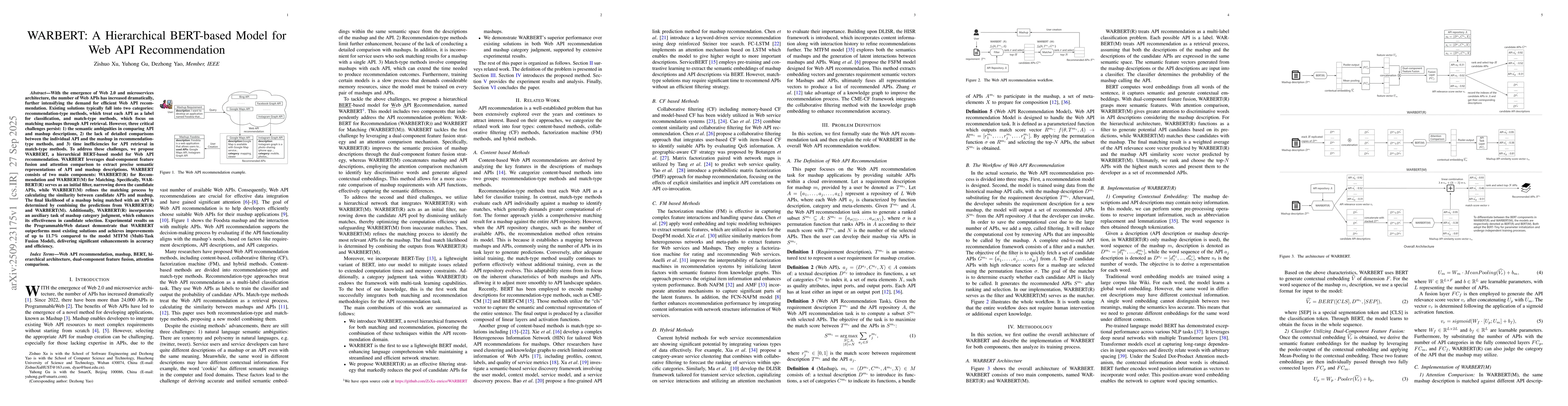 Thumbnail for WARBERT: A Hierarchical BERT-based Model for Web API Recommendation