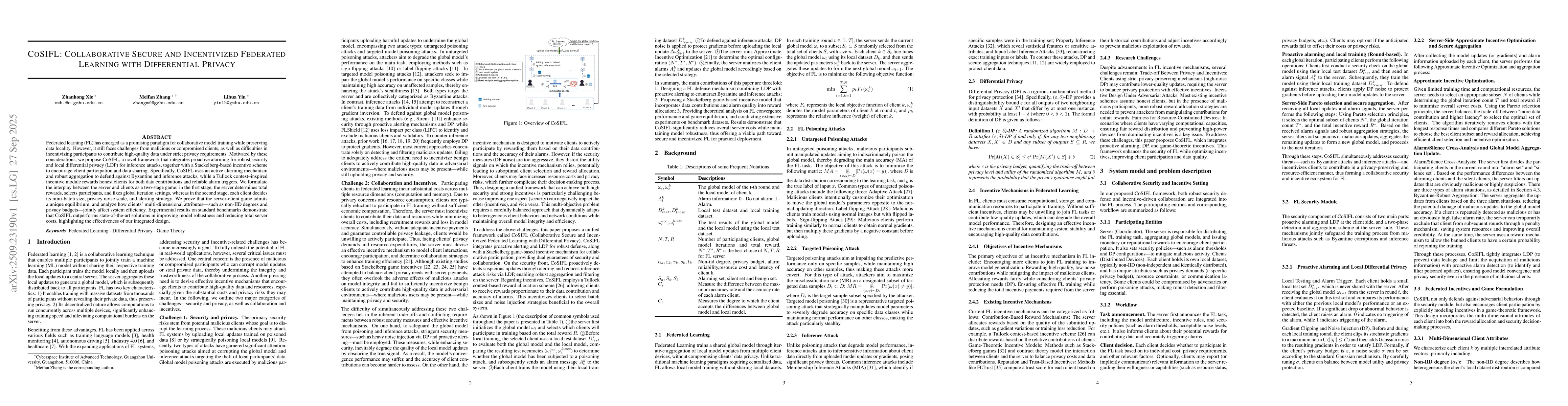 Thumbnail for CoSIFL: Collaborative Secure and Incentivized Federated Learning with
  Differential Privacy