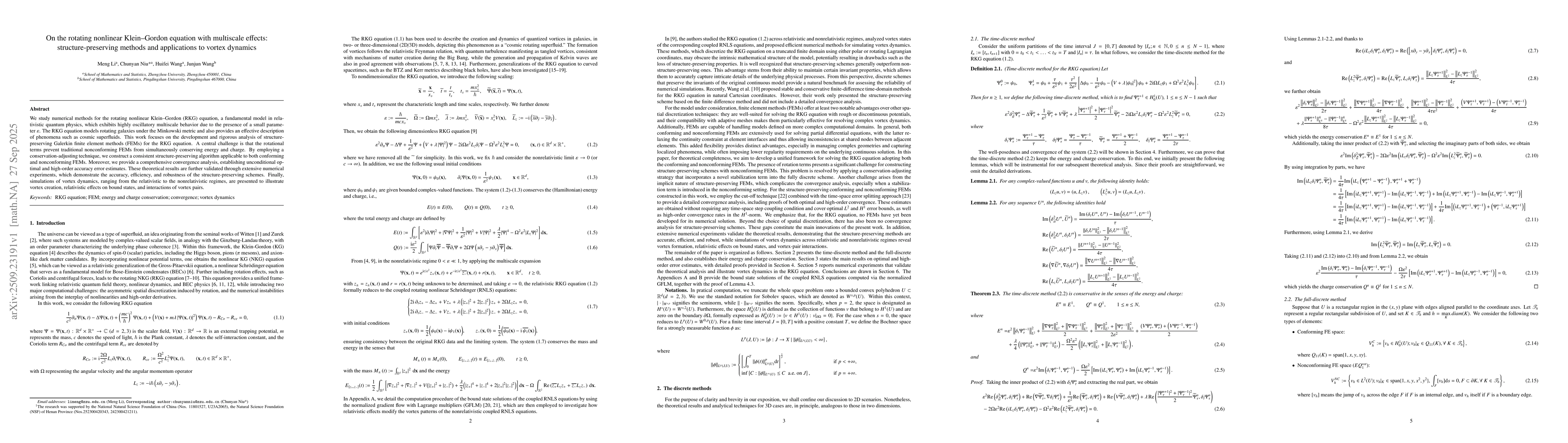 Thumbnail for On the rotating nonlinear Klein-Gordon equation with multiscale effects:
  structure-preserving methods and applications to vortex dynamics