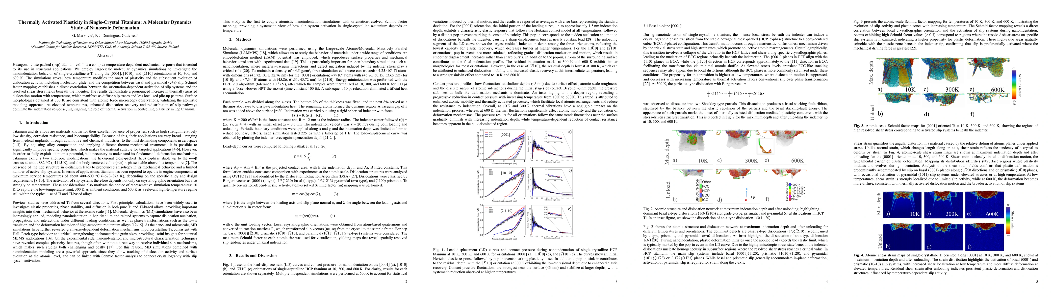 Thumbnail for Thermally Activated Plasticity in Single-Crystal Titanium: A Molecular
  Dynamics Study of Nanoscale Deformation