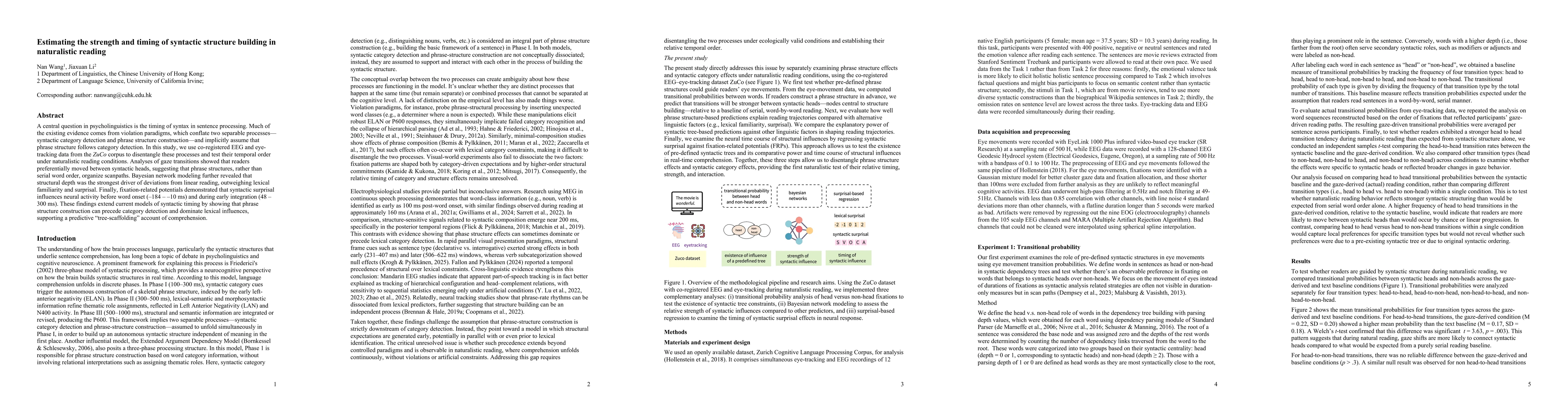 Thumbnail for Estimating the strength and timing of syntactic structure building in
  naturalistic reading