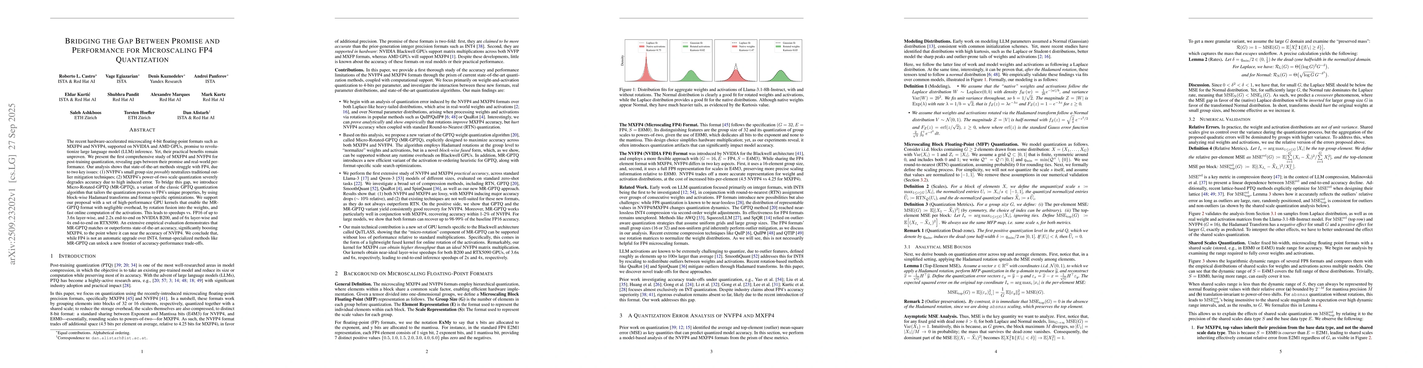 Thumbnail for Bridging the Gap Between Promise and Performance for Microscaling FP4
  Quantization