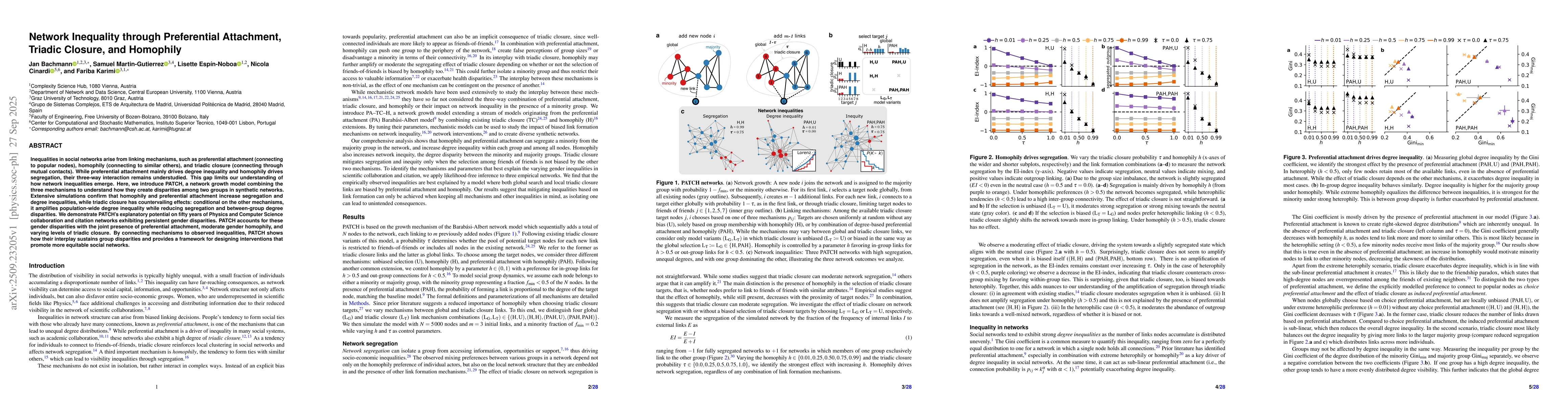 Thumbnail for Network Inequality through Preferential Attachment, Triadic Closure, and
  Homophily