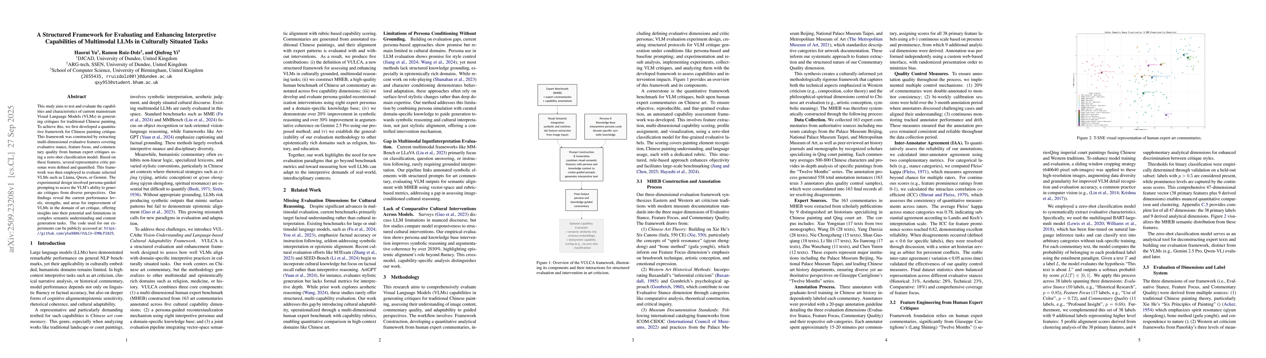 Thumbnail for A Structured Framework for Evaluating and Enhancing Interpretive
  Capabilities of Multimodal LLMs in Culturally Situated Tasks
