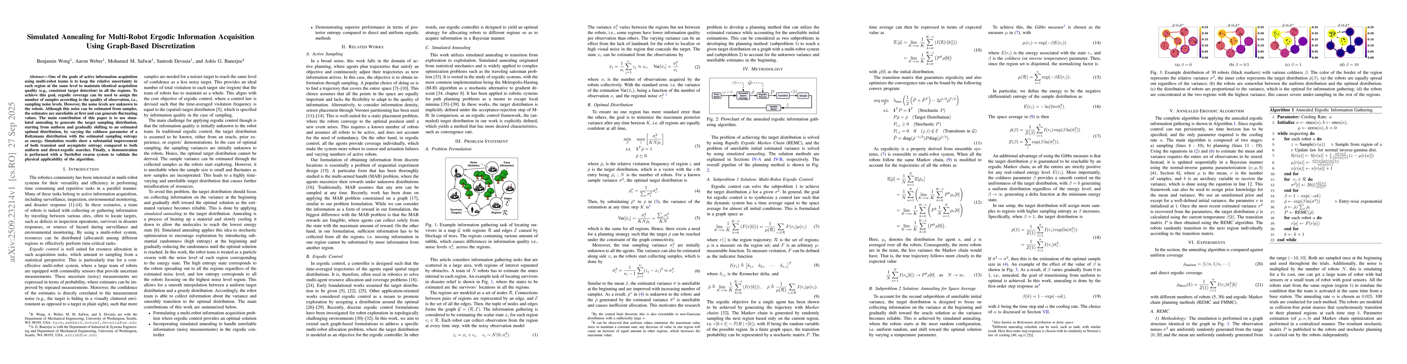 Thumbnail for Simulated Annealing for Multi-Robot Ergodic Information Acquisition
  Using Graph-Based Discretization