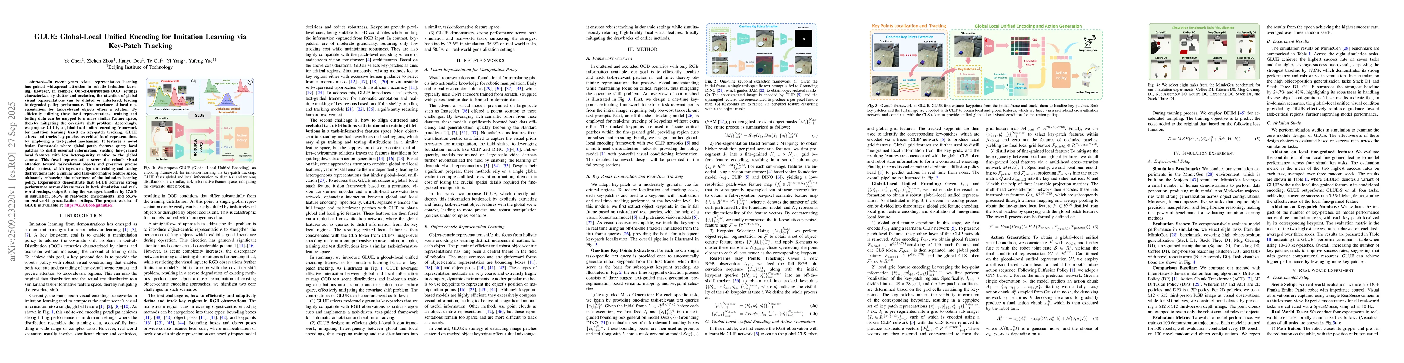 Thumbnail for GLUE: Global-Local Unified Encoding for Imitation Learning via Key-Patch
  Tracking