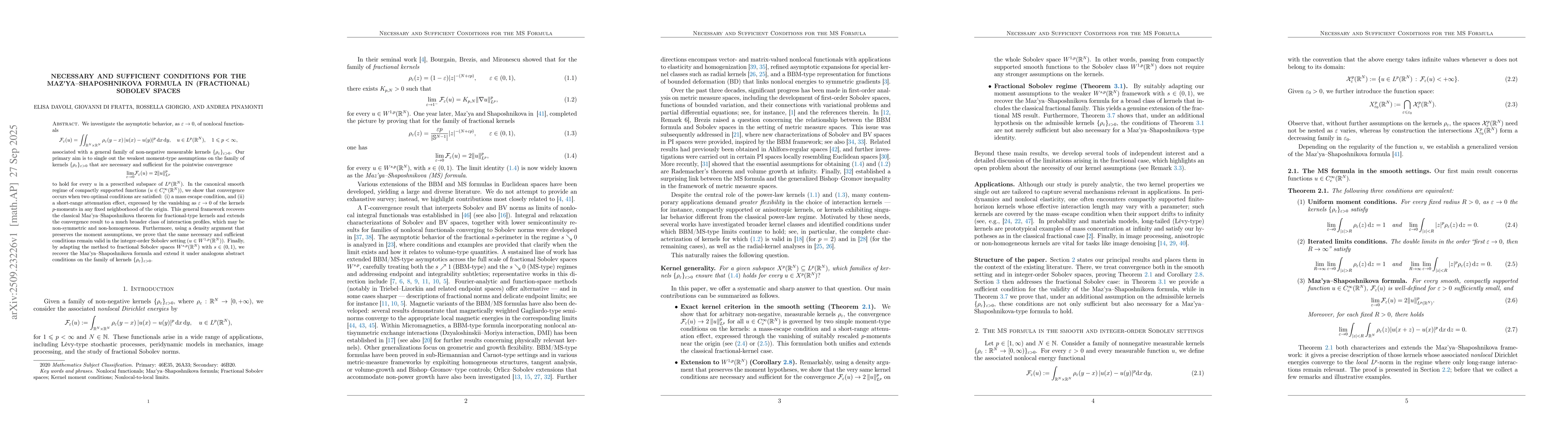 Thumbnail for Necessary and Sufficient Conditions for the Maz'ya-Shaposhnikova Formula
  in (Fractional) Sobolev Spaces