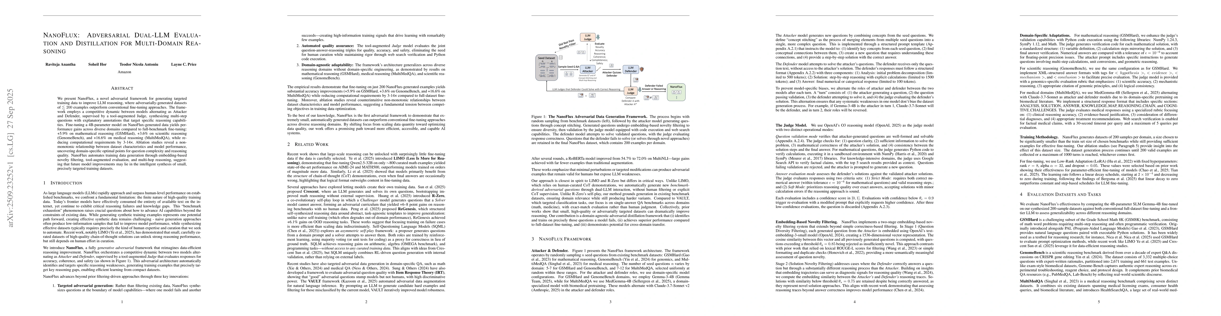 Thumbnail for NanoFlux: Adversarial Dual-LLM Evaluation and Distillation For
  Multi-Domain Reasoning