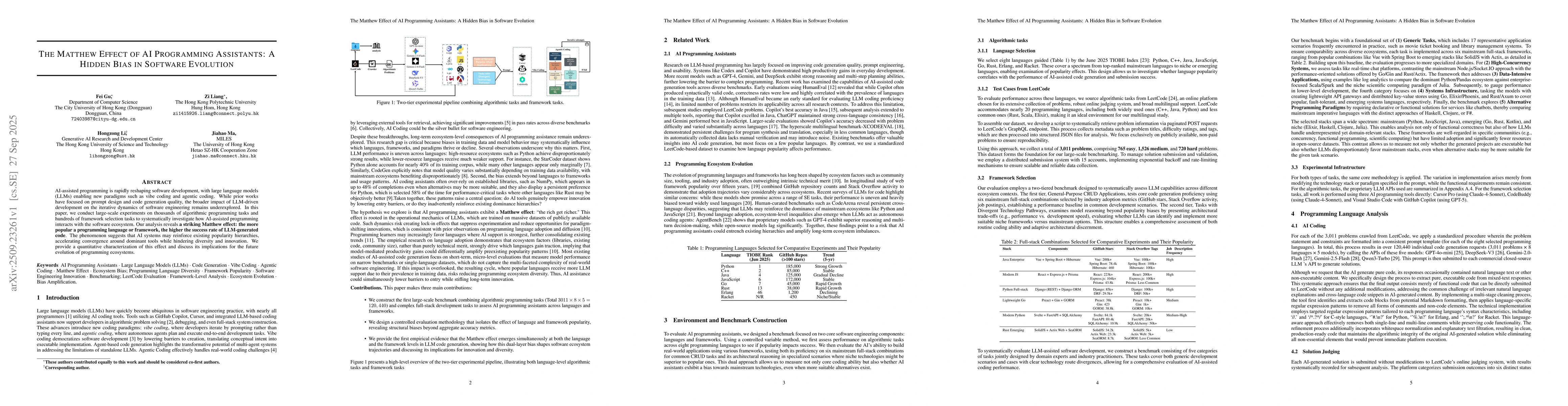 Thumbnail for The Matthew Effect of AI Programming Assistants: A Hidden Bias in
  Software Evolution