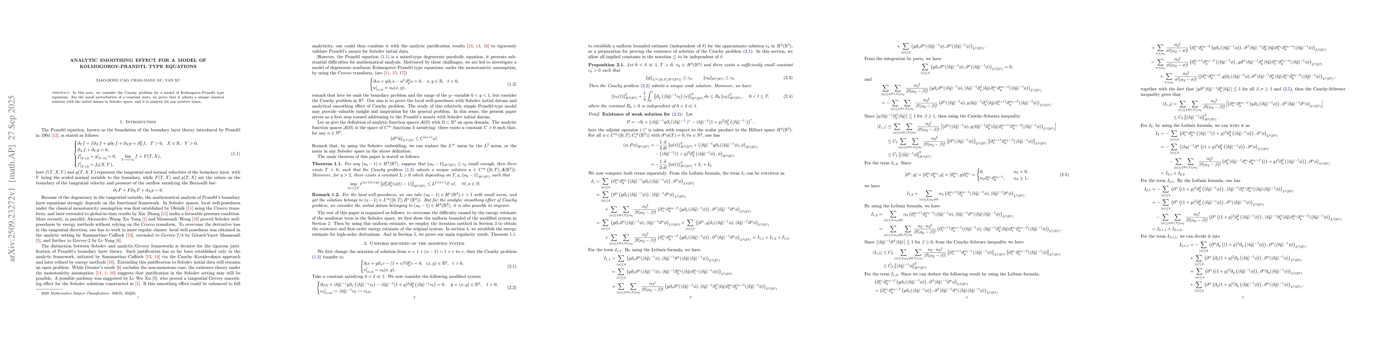 Thumbnail for Analytic smoothing effect for a model of Kolmogorov-Prandtl type
  equations