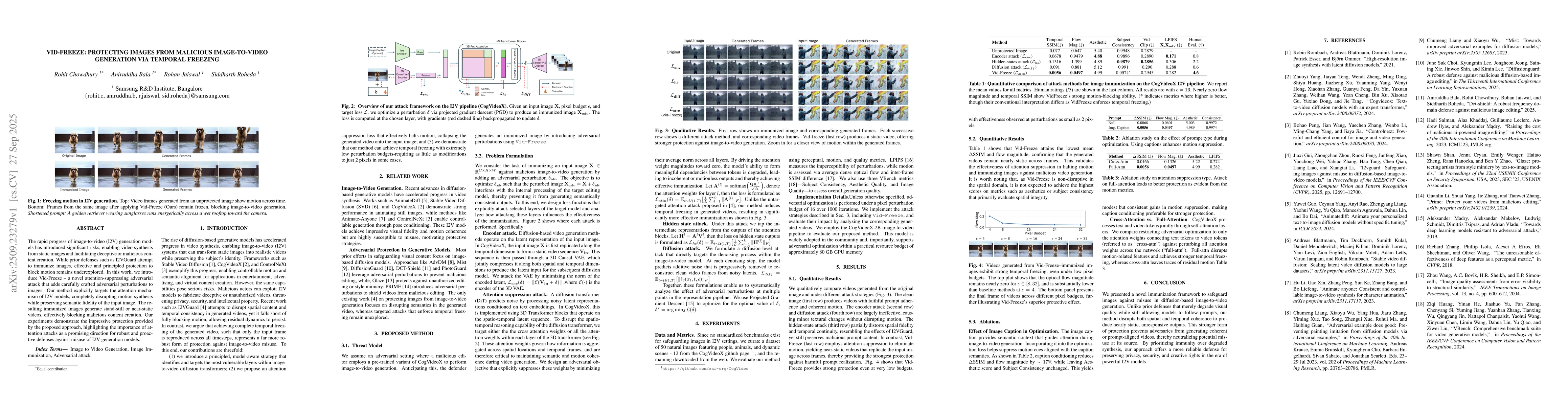 Thumbnail for Vid-Freeze: Protecting Images from Malicious Image-to-Video Generation
  via Temporal Freezing