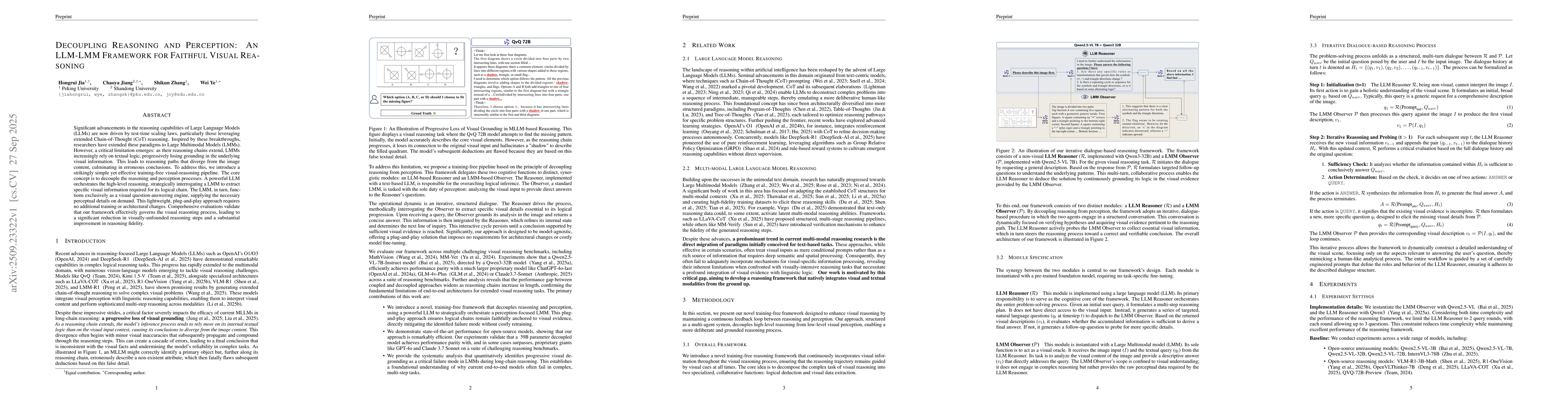 Thumbnail for Decoupling Reasoning and Perception: An LLM-LMM Framework for Faithful
  Visual Reasoning