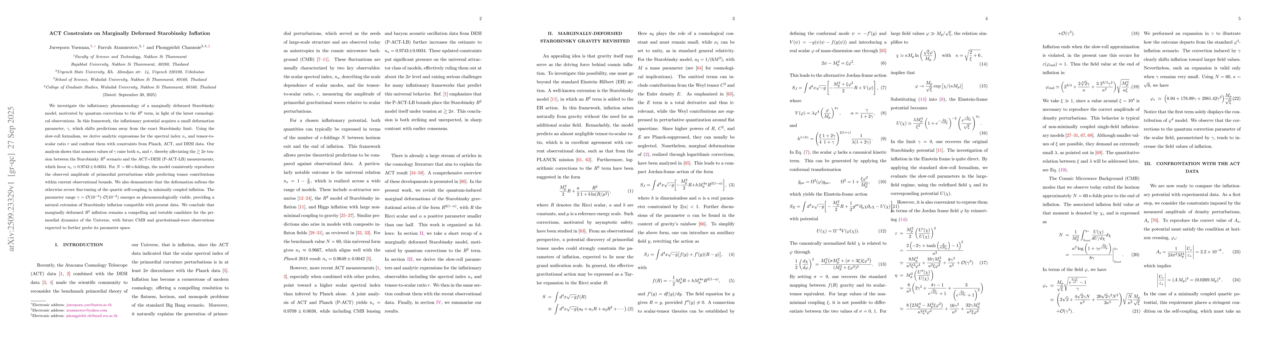 Thumbnail for ACT Constraints on Marginally Deformed Starobinsky Inflation