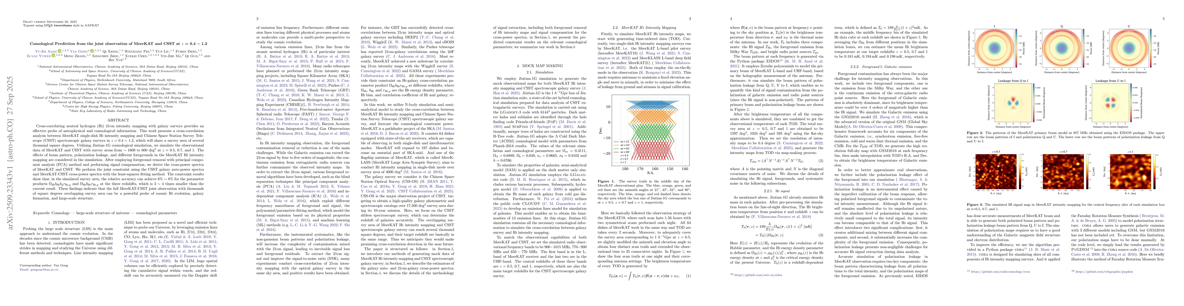 Thumbnail for Comological Prediction from the joint observation of MeerKAT and CSST at
  $z$ = 0.4 $\sim$ 1.2