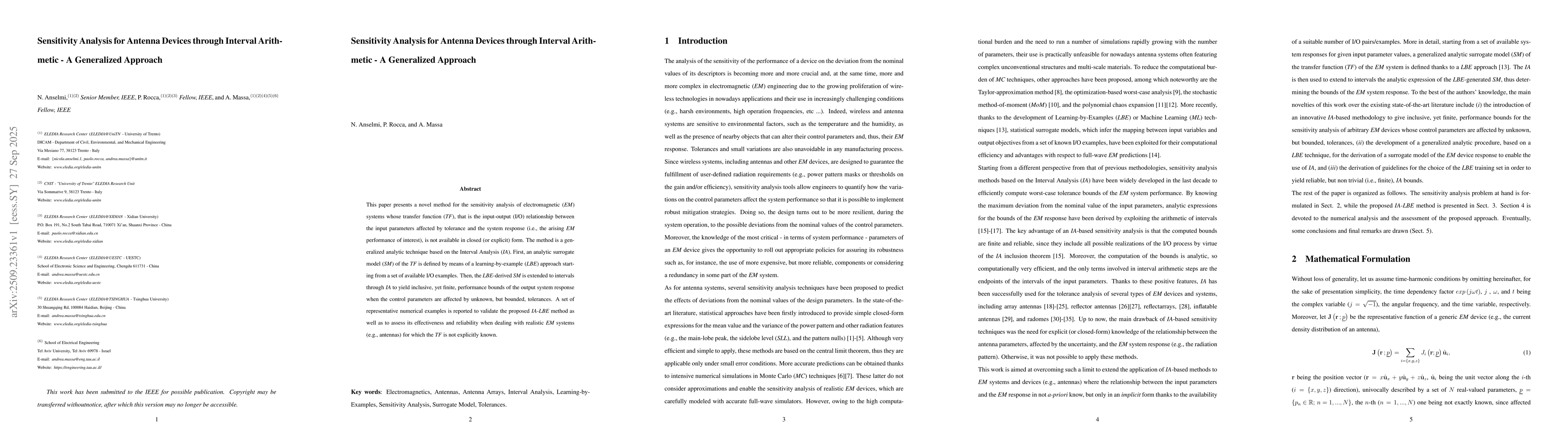 Thumbnail for Sensitivity Analysis for Antenna Devices through Interval Arithmetic --
  A Generalized Approach