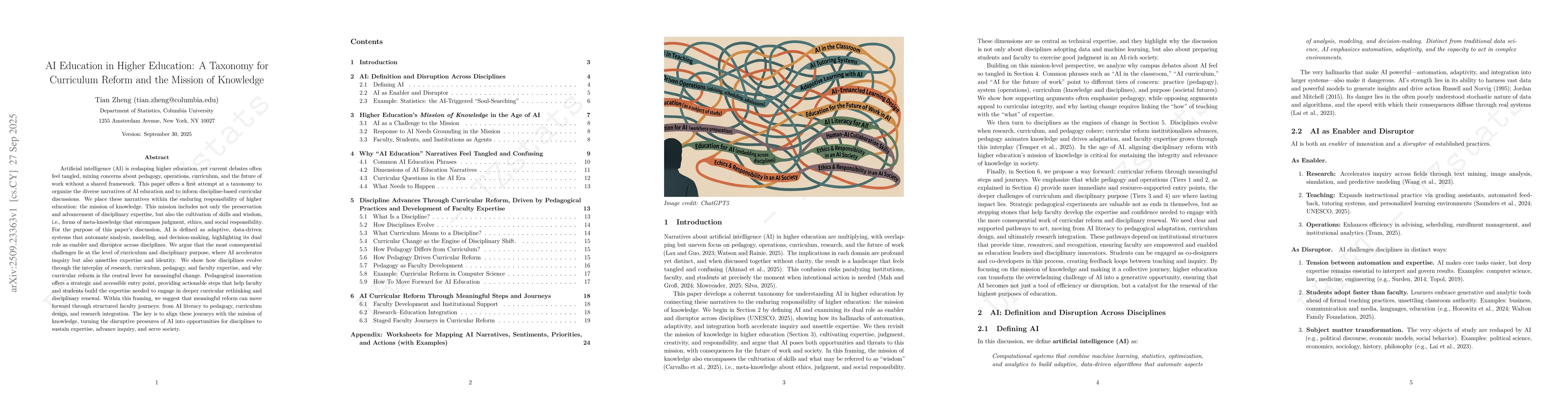 Thumbnail for AI Education in Higher Education: A Taxonomy for Curriculum Reform and
  the Mission of Knowledge