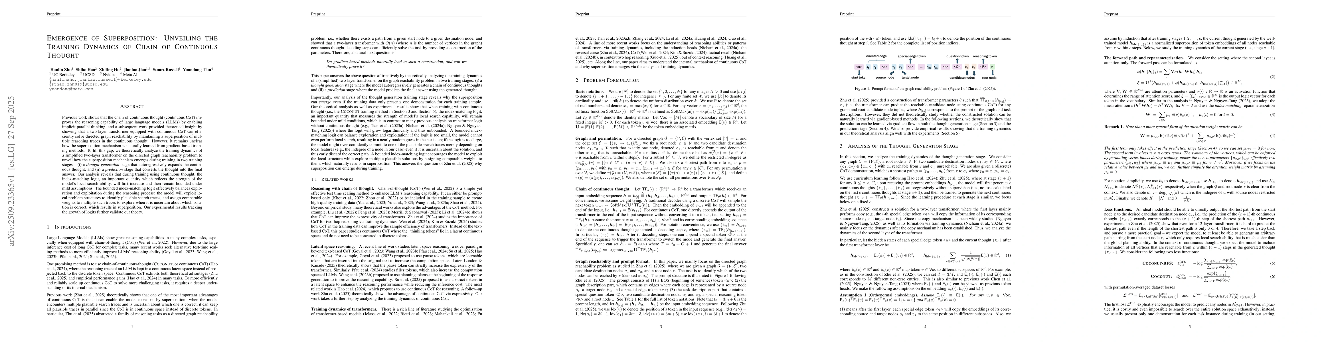 Thumbnail for Emergence of Superposition: Unveiling the Training Dynamics of Chain of
  Continuous Thought