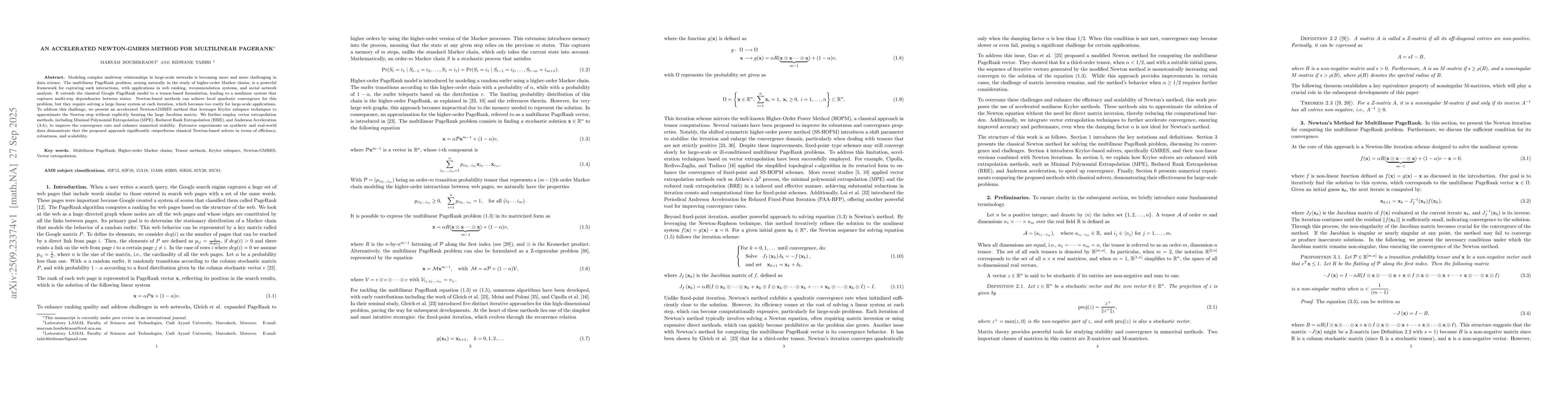 Thumbnail for An Accelerated Newton-GMRES Method for Multilinear PageRank