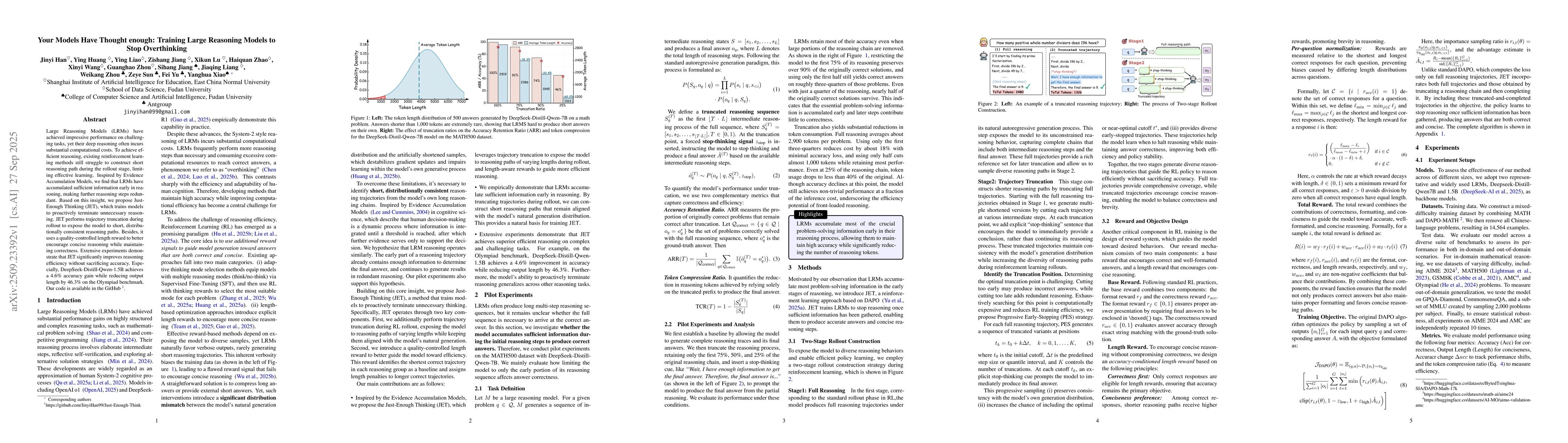 Thumbnail for Your Models Have Thought Enough: Training Large Reasoning Models to Stop
  Overthinking