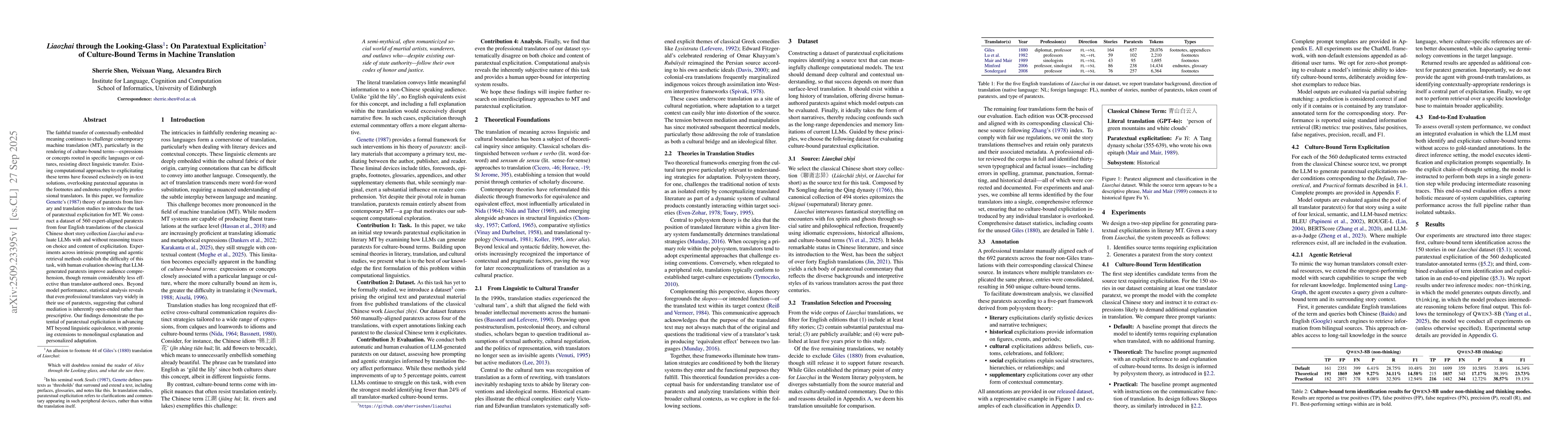 Thumbnail for Liaozhai through the Looking-Glass: On Paratextual Explicitation of
  Culture-Bound Terms in Machine Translation