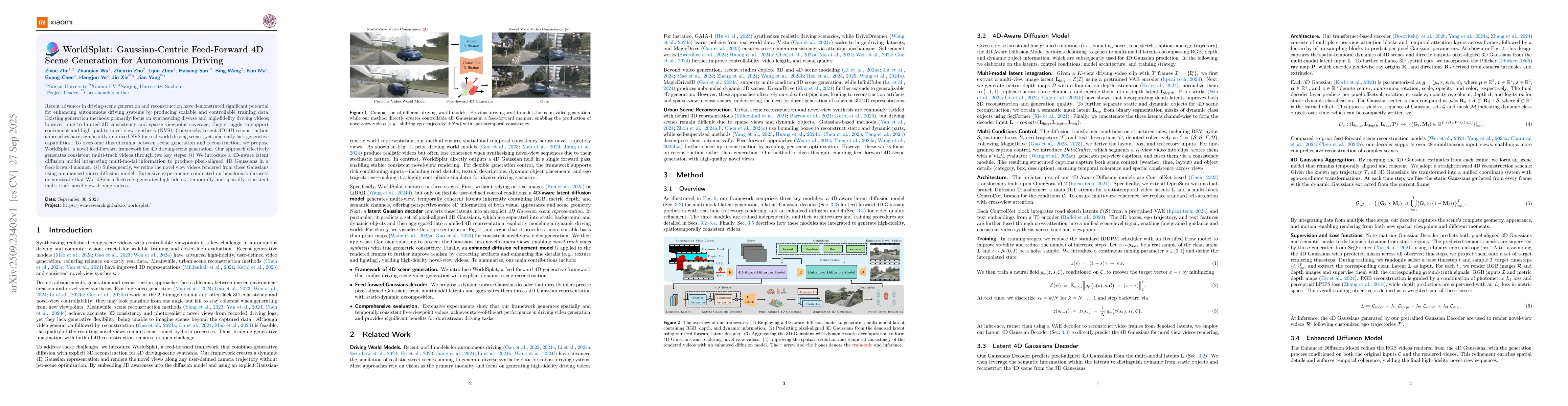 Thumbnail for WorldSplat: Gaussian-Centric Feed-Forward 4D Scene Generation for
  Autonomous Driving