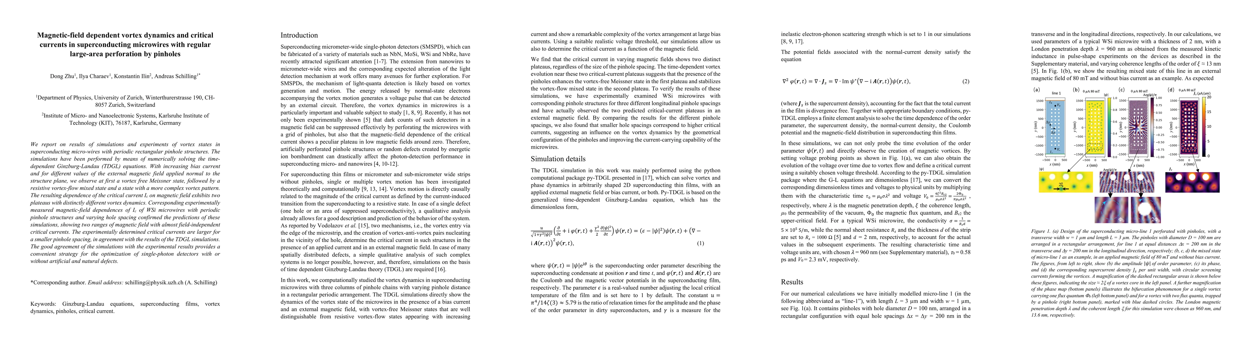Thumbnail for Magnetic-field dependent vortex dynamics and critical currents in
  superconducting microwires with regular large-area perforation by pinholes