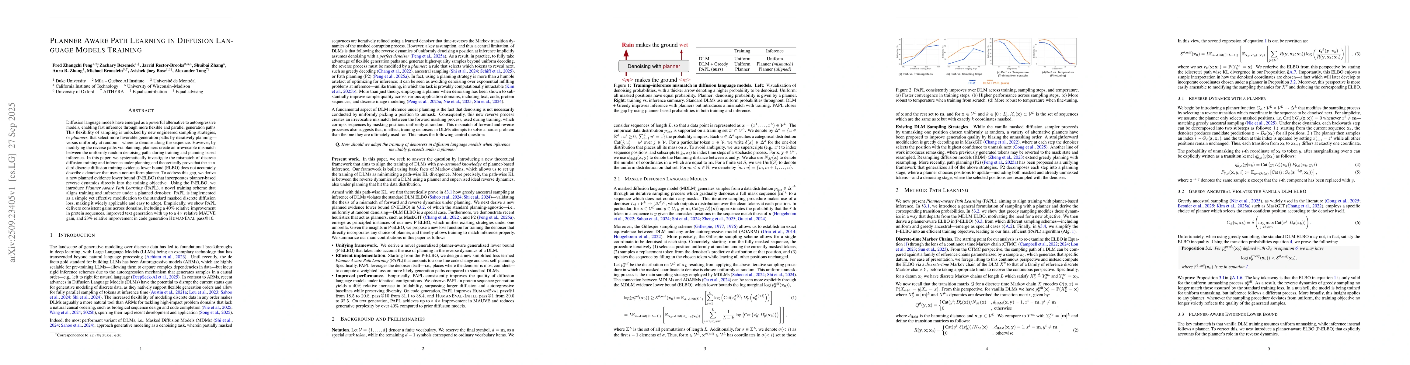 Thumbnail for Planner Aware Path Learning in Diffusion Language Models Training