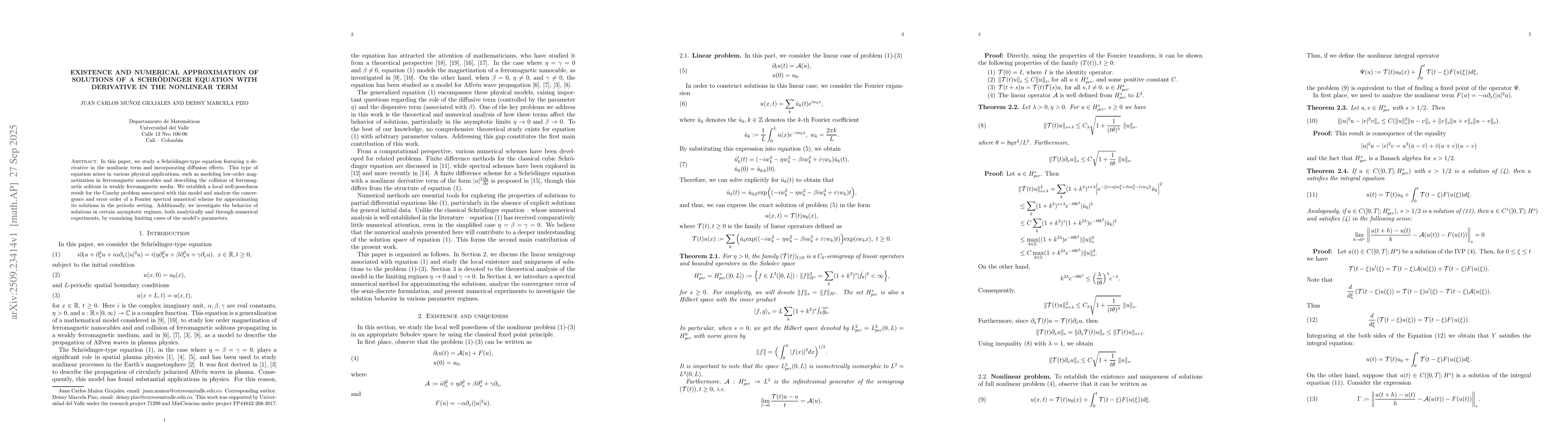 Thumbnail for Existence and numerical approximation of solutions of a Schrödinger
  equation with derivative in the nonlinear term