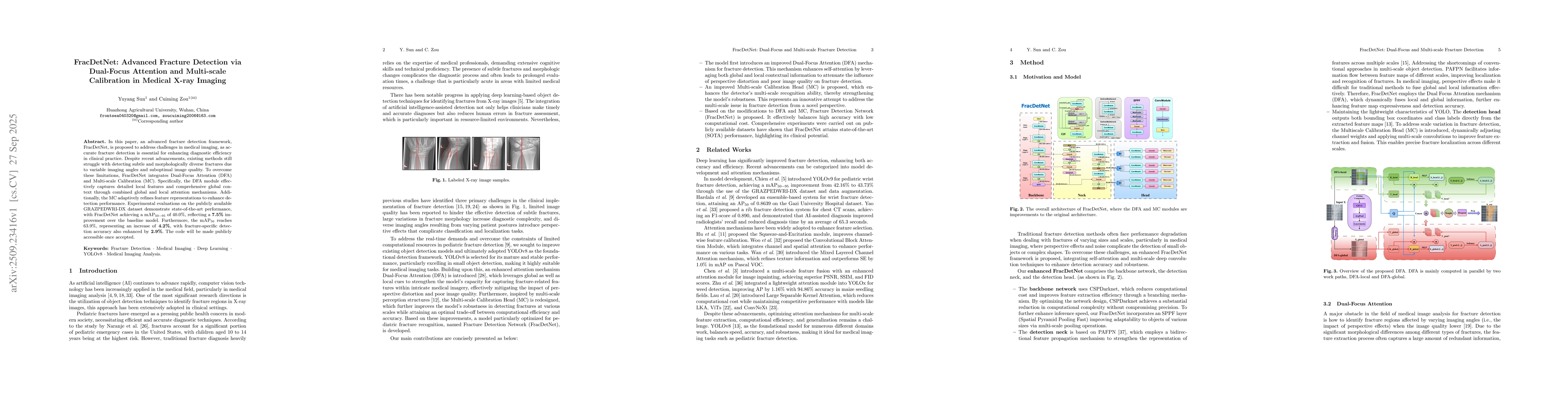 Thumbnail for FracDetNet: Advanced Fracture Detection via Dual-Focus Attention and
  Multi-scale Calibration in Medical X-ray Imaging