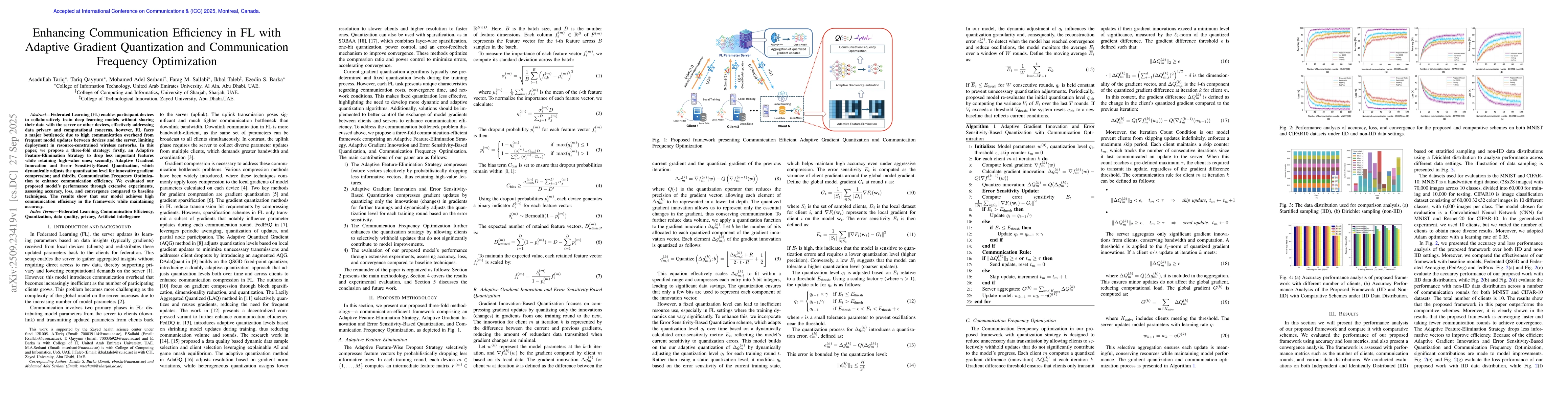 Thumbnail for Enhancing Communication Efficiency in FL with Adaptive Gradient
  Quantization and Communication Frequency Optimization