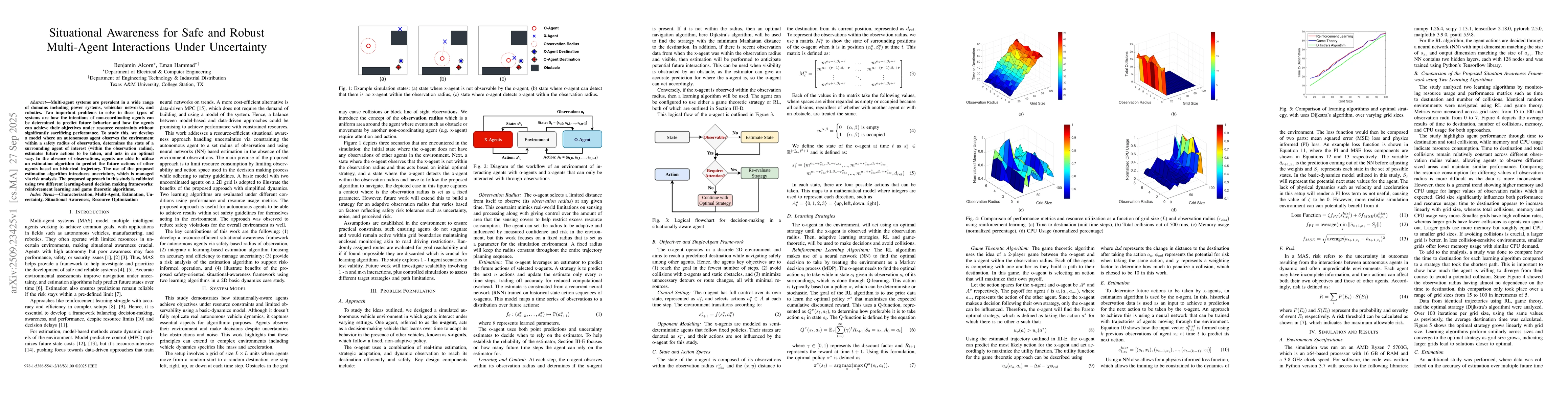 Thumbnail for Situational Awareness for Safe and Robust Multi-Agent Interactions Under
  Uncertainty