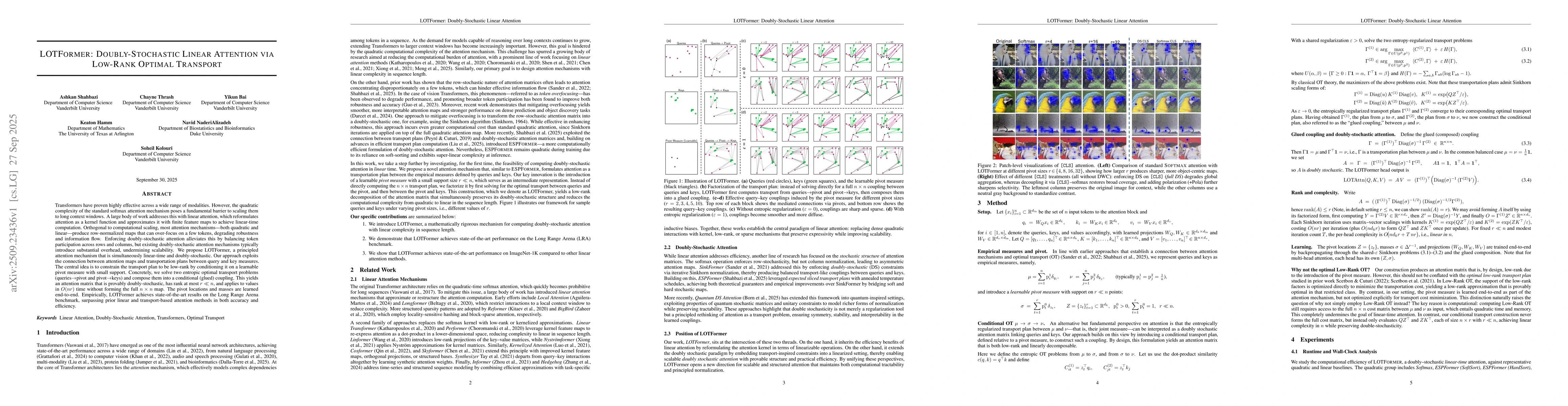 Thumbnail for LOTFormer: Doubly-Stochastic Linear Attention via Low-Rank Optimal
  Transport