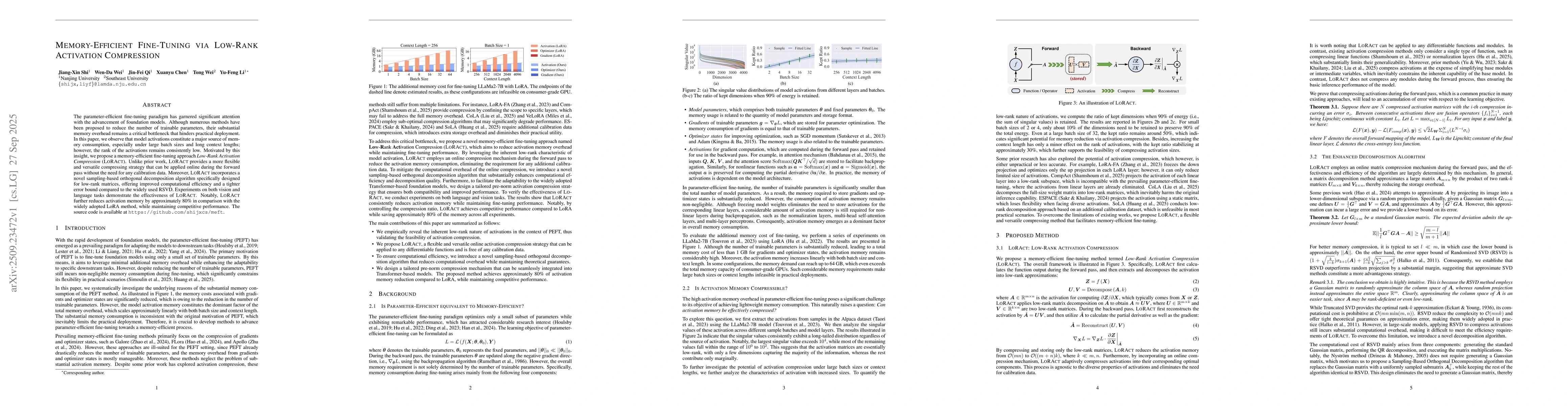 Thumbnail for Memory-Efficient Fine-Tuning via Low-Rank Activation Compression