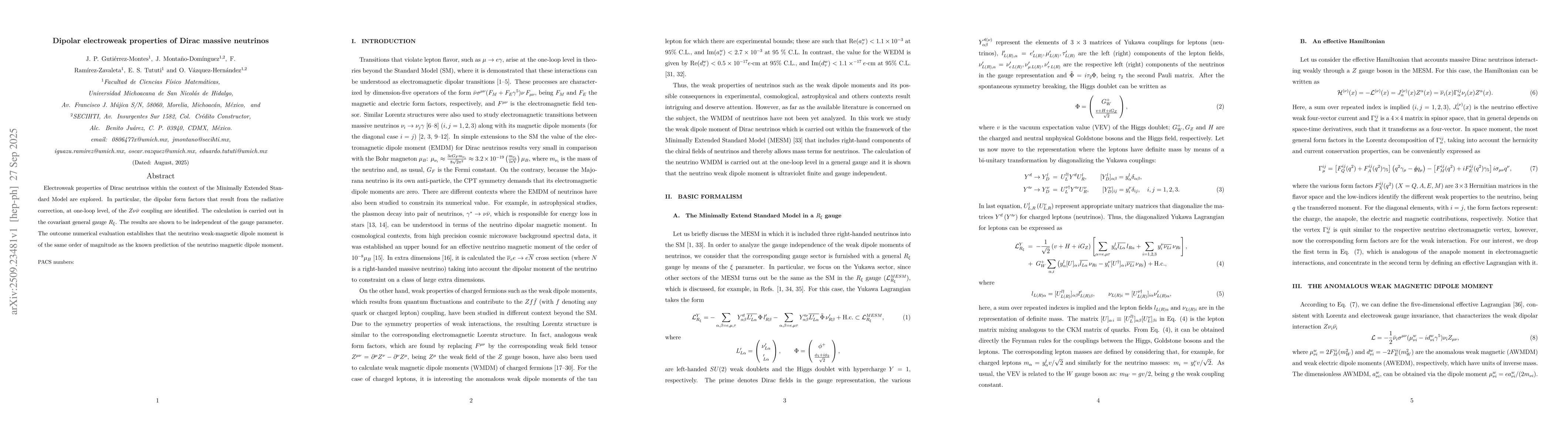 Thumbnail for Dipolar electroweak properties of Dirac massive neutrinos