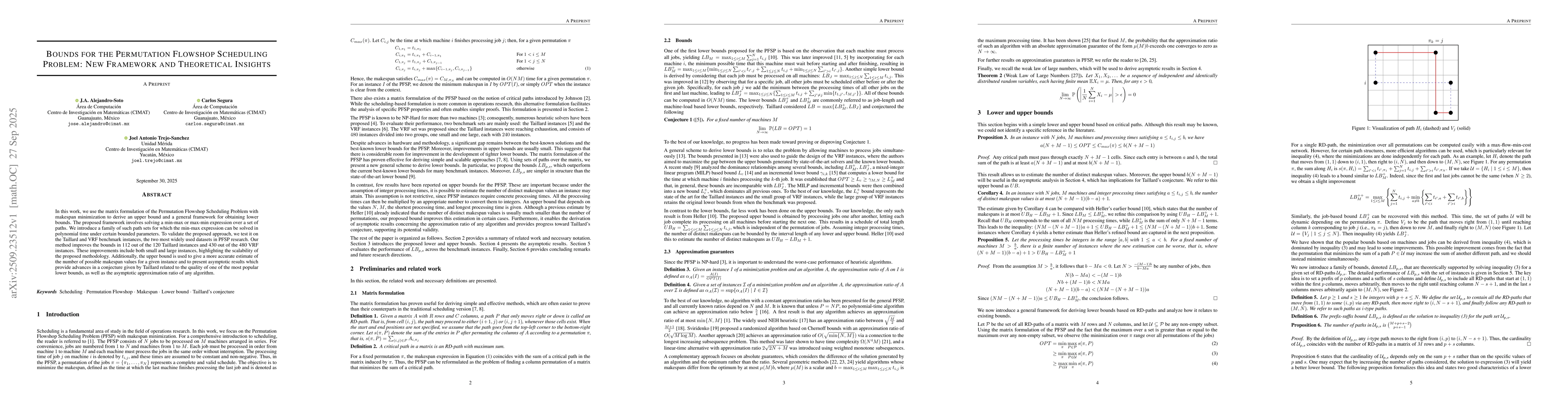 Thumbnail for Bounds for the Permutation Flowshop Scheduling Problem: New Framework
  and Theoretical Insights