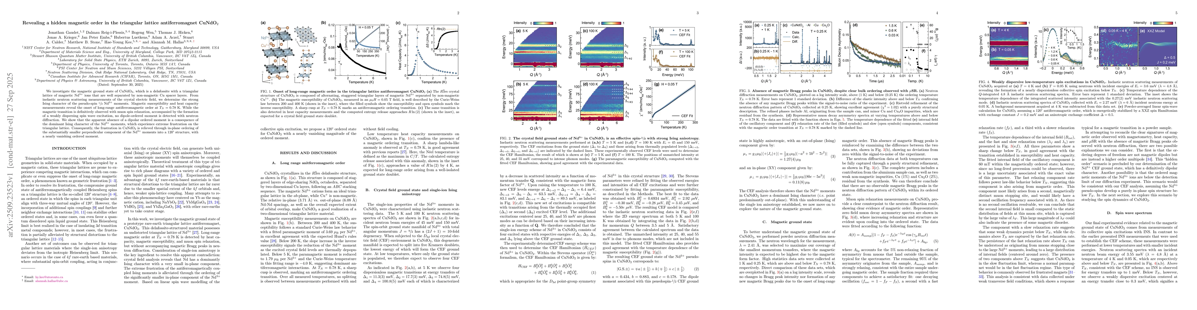 Thumbnail for Revealing a hidden magnetic order in the triangular lattice
  antiferromagnet CuNdO$_2$
