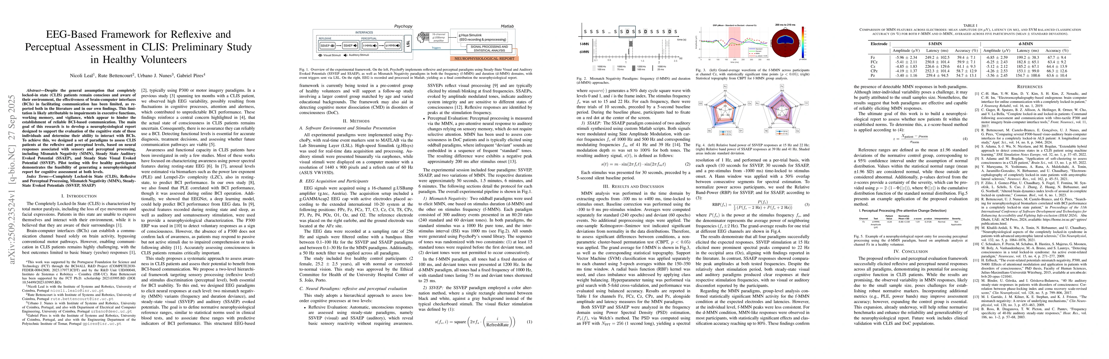 Thumbnail for EEG-Based Framework for Reflexive and Perceptual Assessment in CLIS:
  Preliminary Study in Healthy Volunteers
