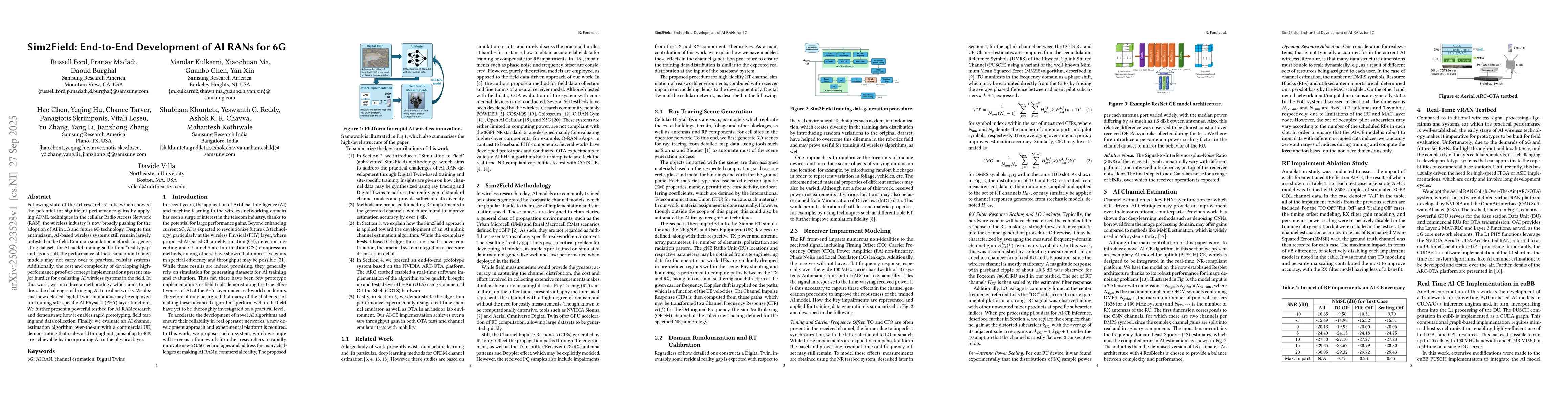 Thumbnail for Sim2Field: End-to-End Development of AI RANs for 6G
