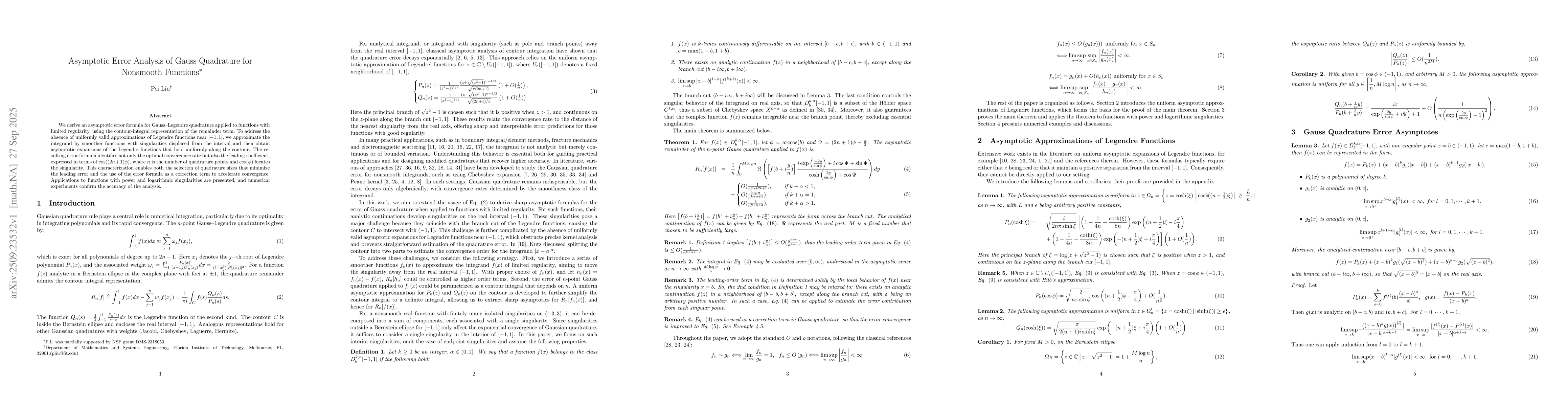 Thumbnail for Asymptotic Error Analysis of Gauss Quadrature for Nonsmooth Functions