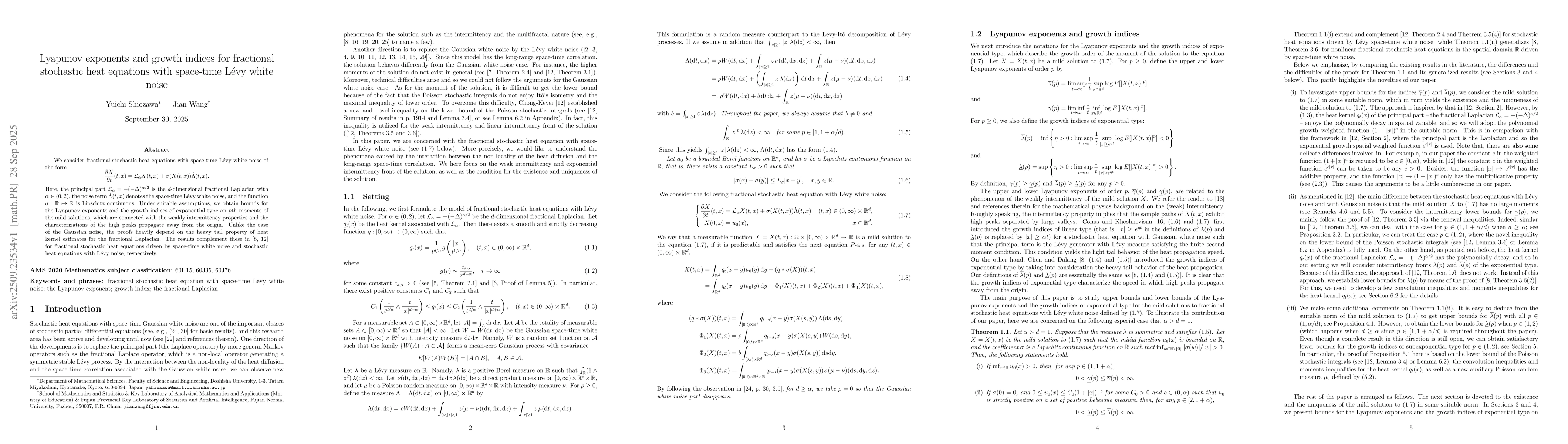Thumbnail for Lyapunov exponents and growth indices for fractional stochastic heat
  equations with space-time Lévy white noise