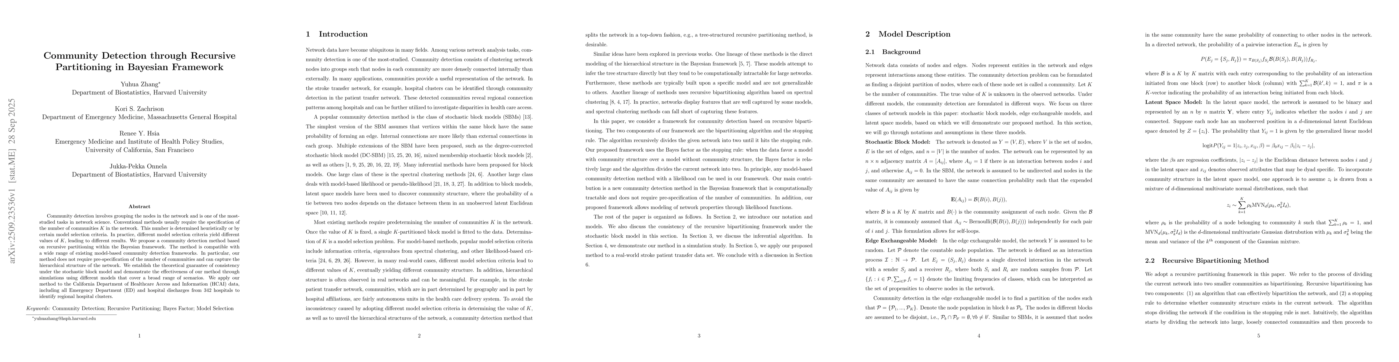 Thumbnail for Community Detection through Recursive Partitioning in Bayesian Framework