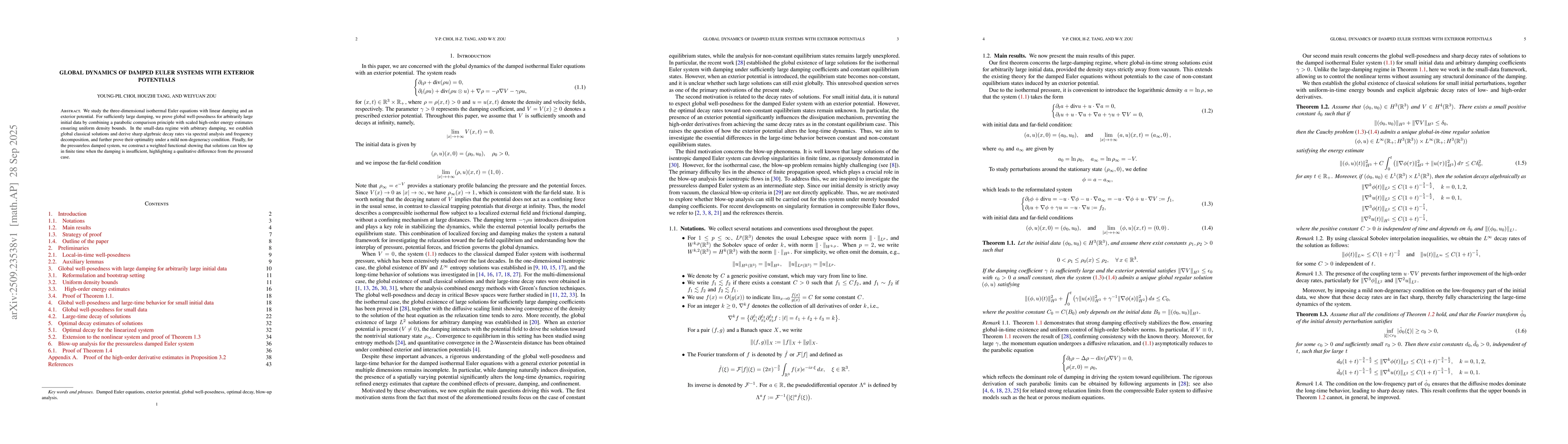Thumbnail for Global dynamics of damped Euler systems with exterior potentials