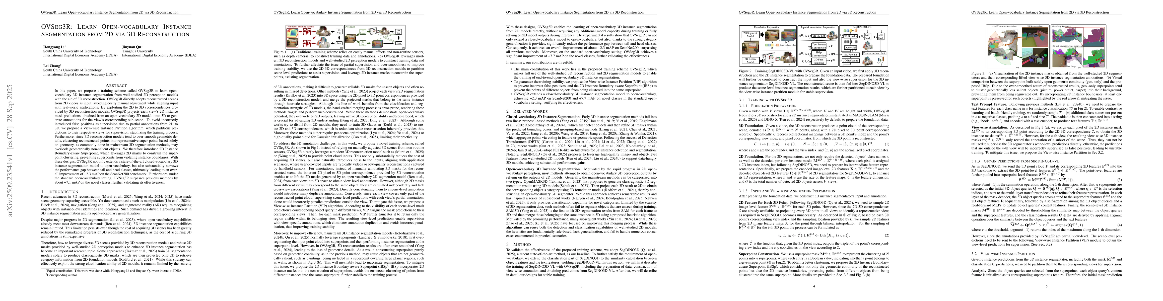 Thumbnail for OVSeg3R: Learn Open-vocabulary Instance Segmentation from 2D via 3D
  Reconstruction