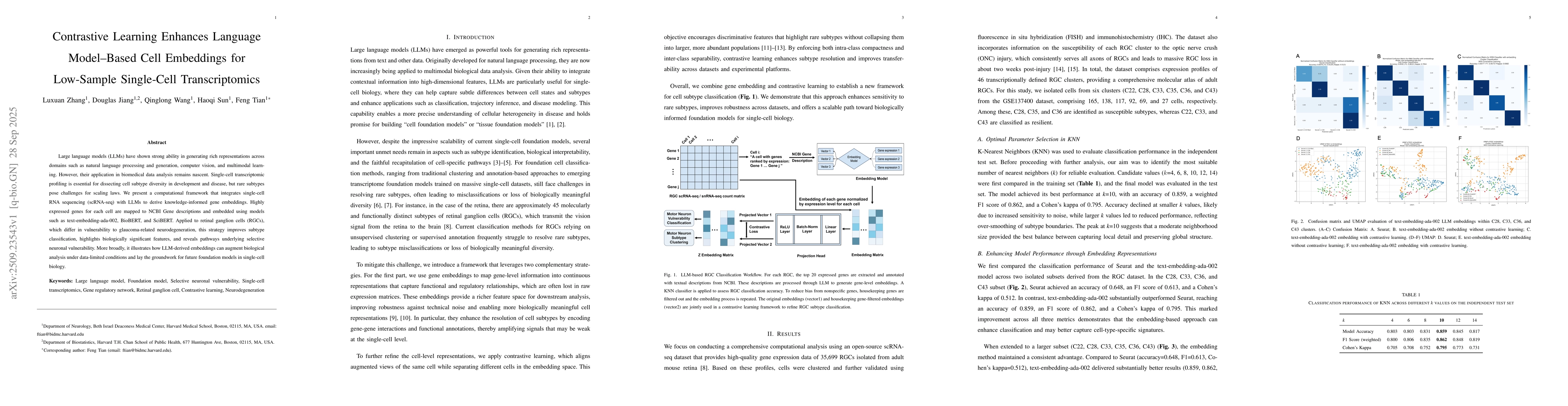 Thumbnail for Contrastive Learning Enhances Language Model Based Cell Embeddings for
  Low-Sample Single Cell Transcriptomics