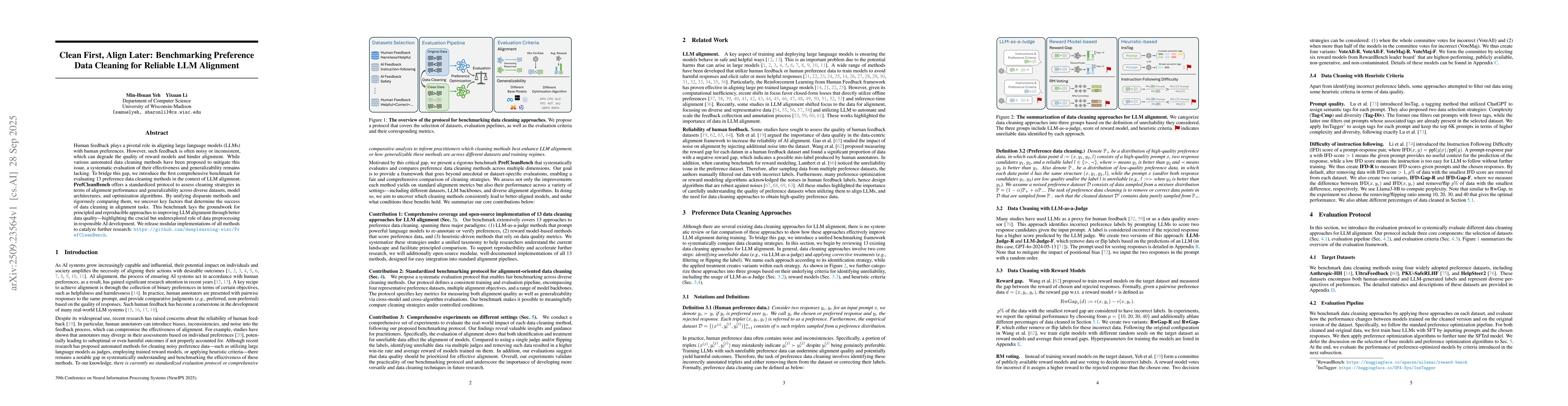 Thumbnail for Clean First, Align Later: Benchmarking Preference Data Cleaning for
  Reliable LLM Alignment