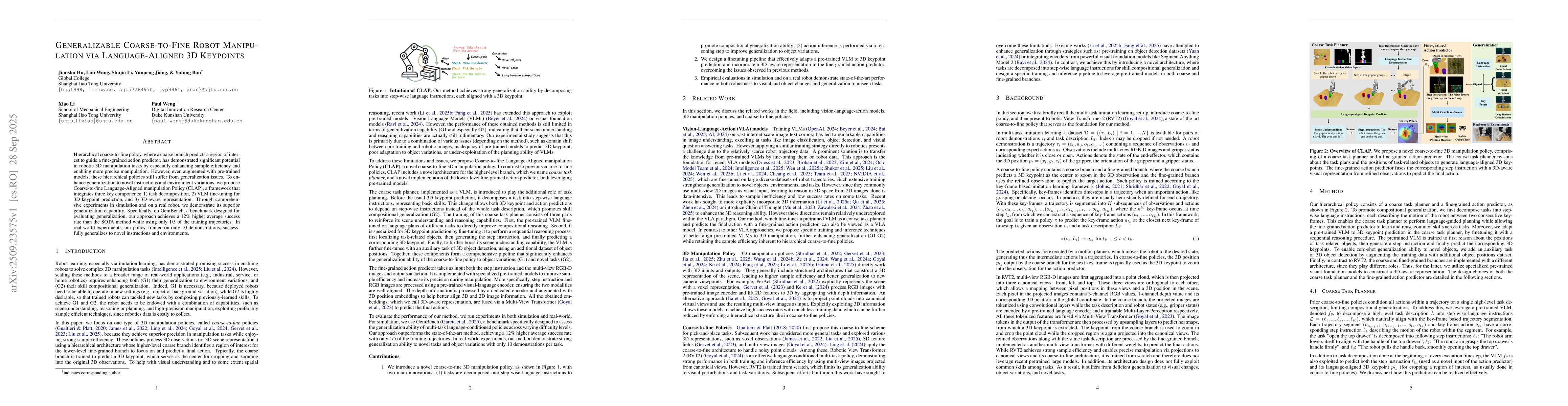 Thumbnail for Generalizable Coarse-to-Fine Robot Manipulation via Language-Aligned 3D
  Keypoints
