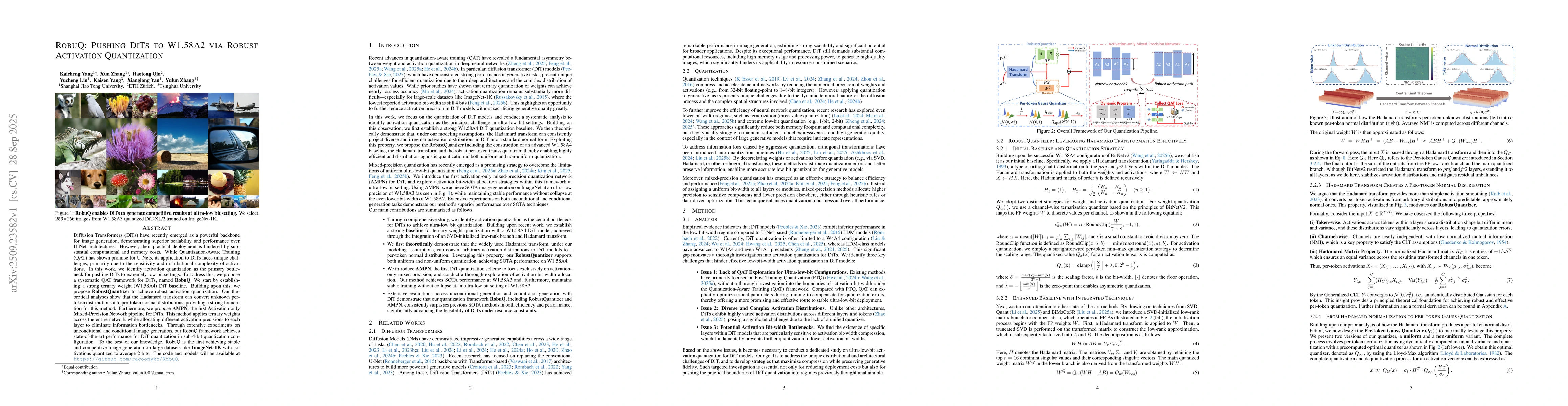 Thumbnail for RobuQ: Pushing DiTs to W1.58A2 via Robust Activation Quantization